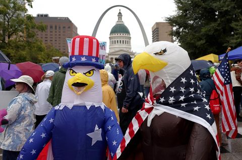 Adler, Frösche, Karikaturen – so bunt waren die Proteste gegen Trump