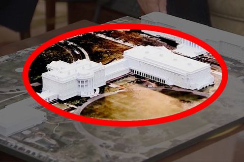 Trump zeigt Modell – so soll das neue Weiße Haus aussehen