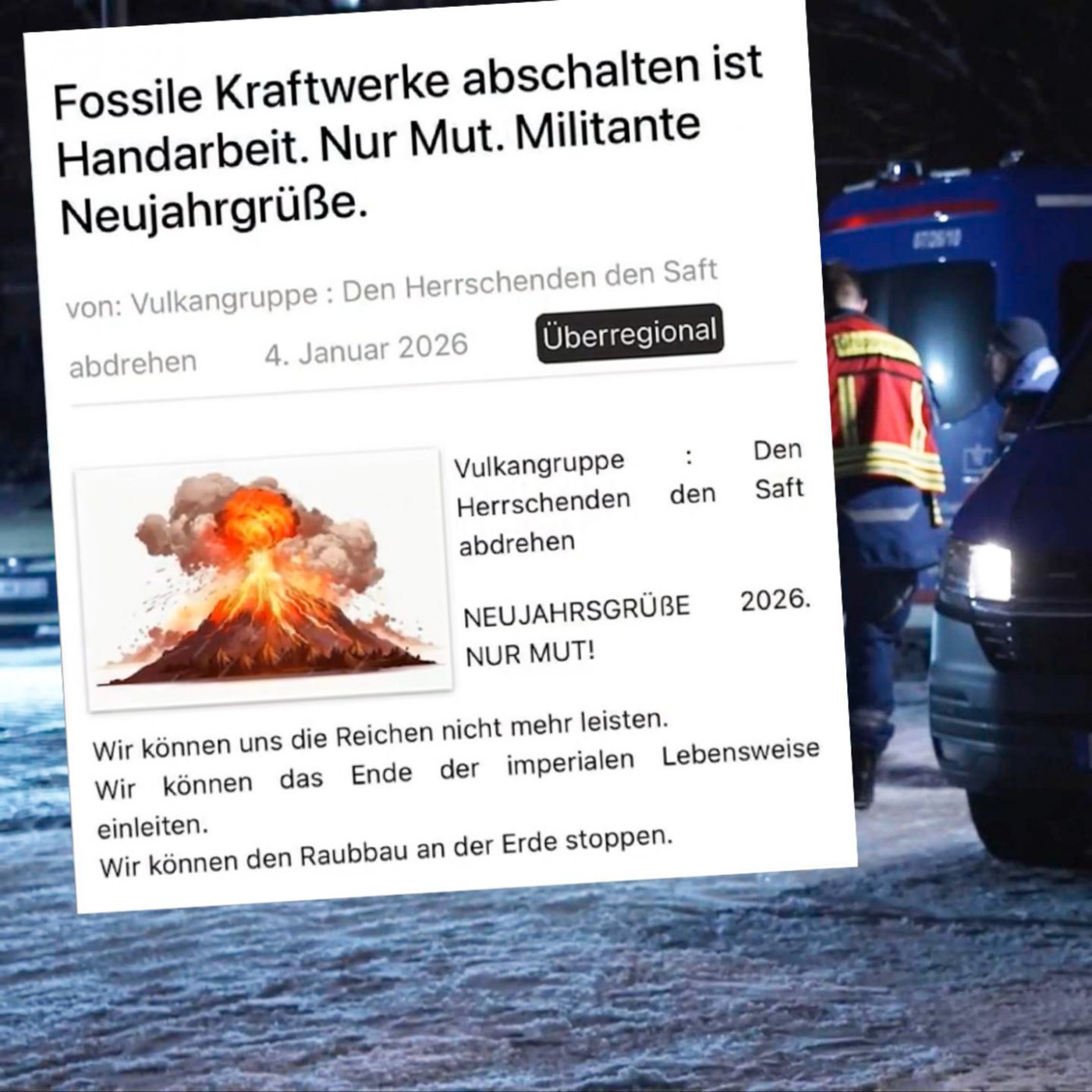 Linksextreme "Vulkangruppe" soll hinter Stromausfall in Berlin stecken